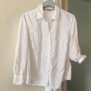 NWOT White w/ black polka dots Blouse. 1X